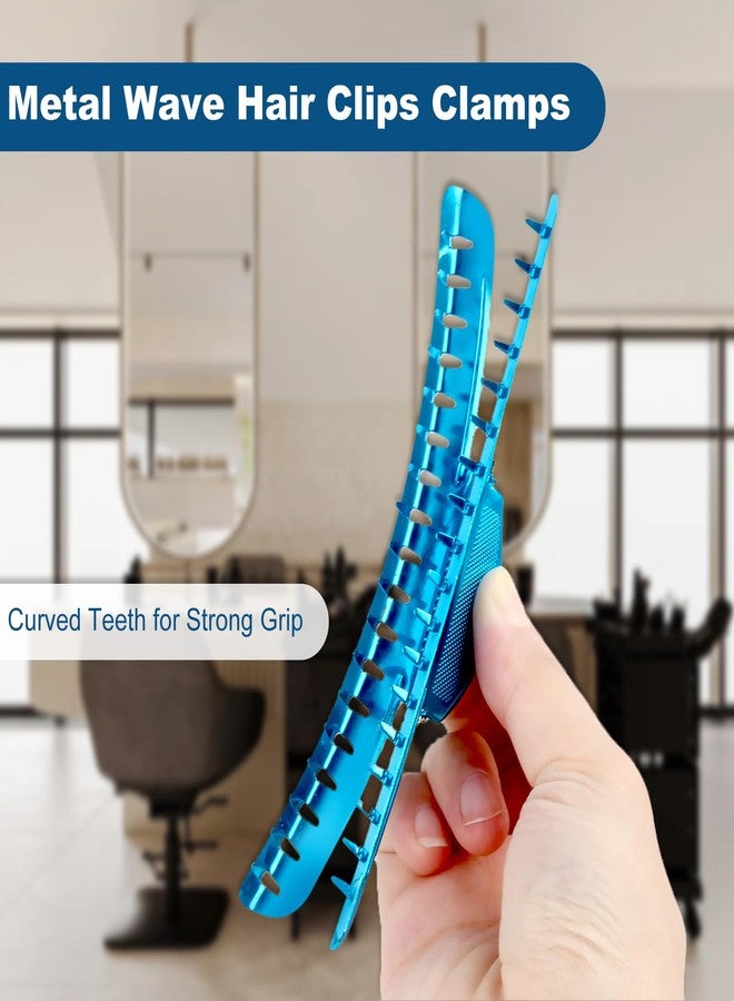 KGCGJVB 6PCS Finger Wave Clips for Hair Waving Vintage Metal Clamp Set Large Blue Clips for Classic Women Dreads Retwist Comb Style Hairdresser Barbers Clamp Tool Wave Hairstyle - Image 3